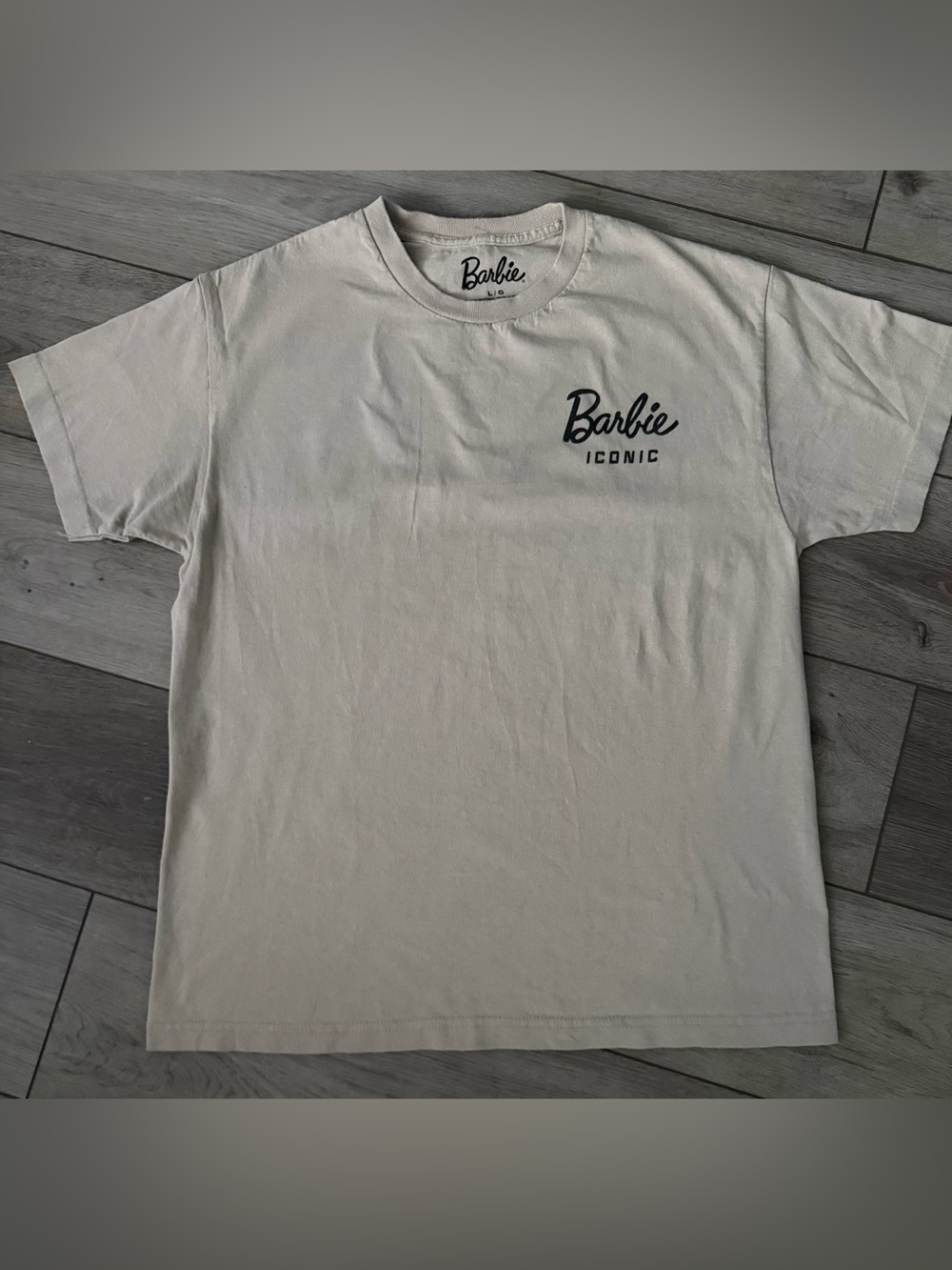 Barbie Men's Cream Short Sleeve Logo Tee with Black Script